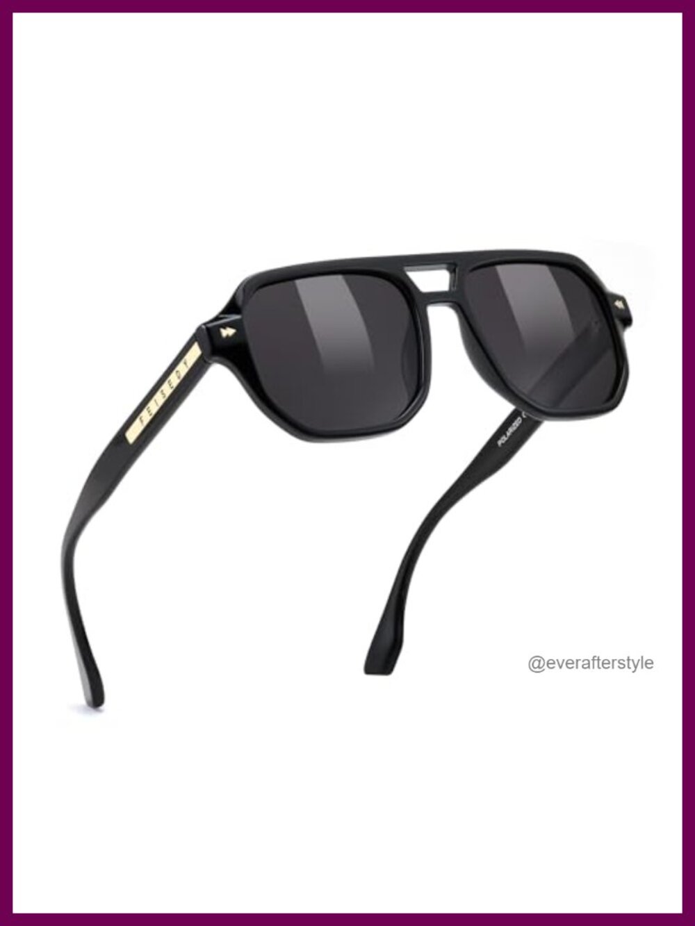 Polarized Aviator Sunglasses Retro 70s Square Double Bridge UV400